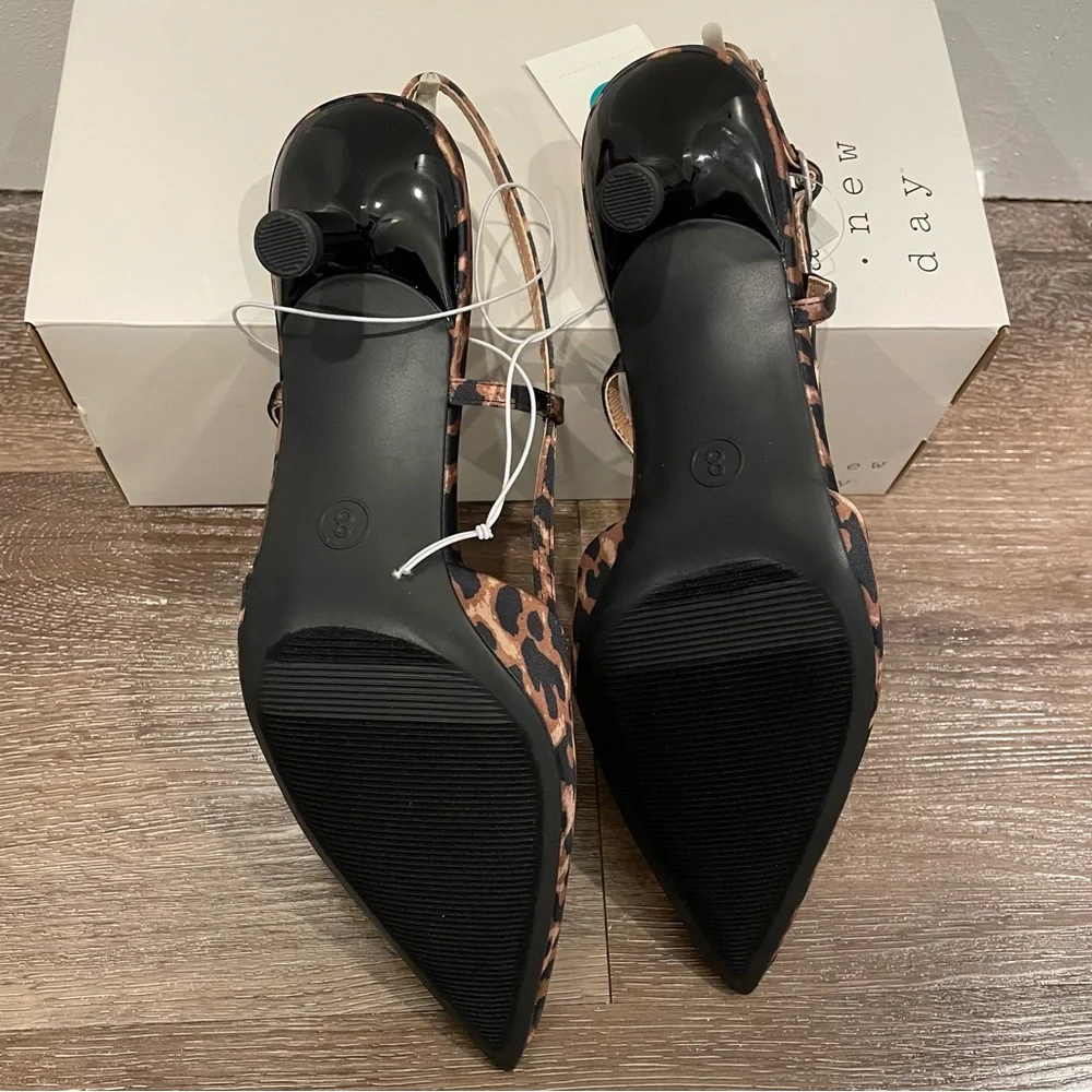 Leopard Print Slingback Heels Size 8 - Picture 2 of 6
